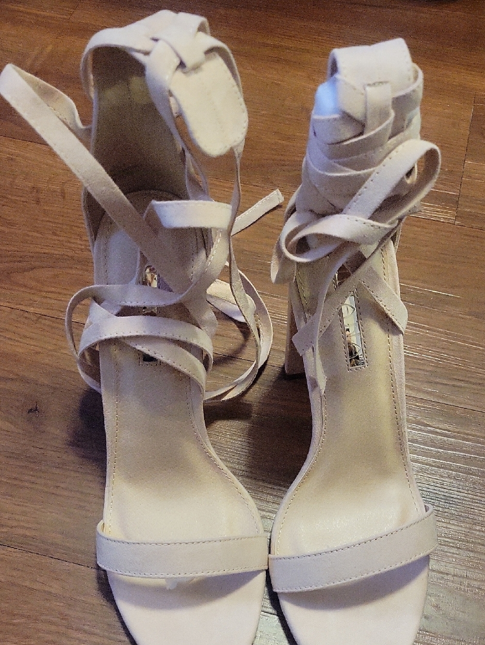 Liliana Blush Strappy Lace-Up High Heel Sandals